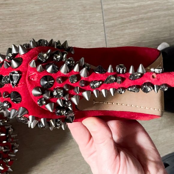 Sam Edelman "Roza" Jeweled/Studded Pumps in Ruby Red - Picture 7 of 8